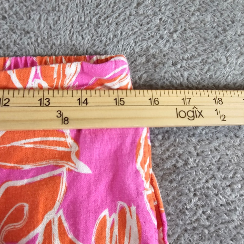 Sincerely Jules Pink Orange Tropical Leaf Print Linen Blend Wide Leg Pants 12 - Picture 6 of 9